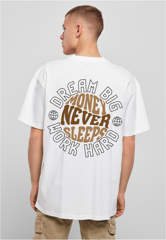 HEAVY OVERSIZED MONEY NEVER SLEEPS T-SHIRT